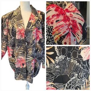 Blazer Women's Beaded Sequins Floral Animals Casual Sz 3X Formal casual festive